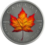 Canada AUTUMN FALL - FOUR SEASONS Canadian Maple Leaf $5 Silver Coin 2020 Antique finish 1 oz